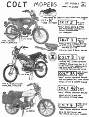 Cosmo Colt 1(MO2), 3(M1),3A,4,4B(M101), 5(Sachs 505) (made by Piccoli Motori, Italy)