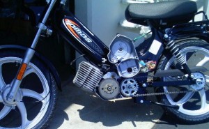 Tomos ST with left engine cover removed