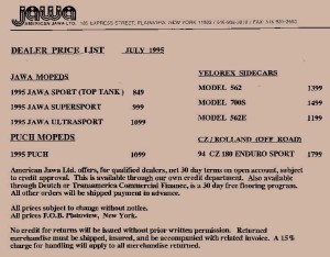 1995 Jawa Price List