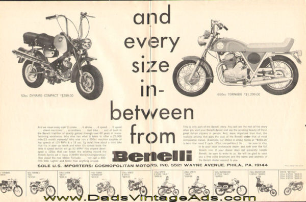 Benelli US Models 49 to 1130 cc « Myrons Mopeds