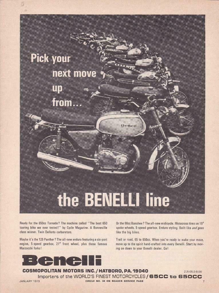 1973 Benelli ad « Myrons Mopeds
