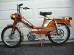 1979 Motobecane Moby Variator (2-speed) trans. 12V lites, 2.25×17 tires solo seat, US model candy red, blu-sil, copper