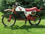 This 1985 Derbi RD50 has a 21" front rim, with a "2.50 - 21" tire