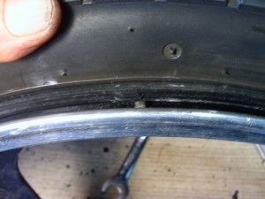 Tire Mounted Right. Tube completely inside tire