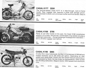 1980 Casal Mopeds (US models)