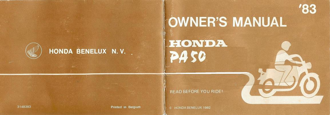 Honda PA50 Owners Manual cover