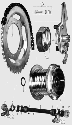 Peugeot 103 rear hub