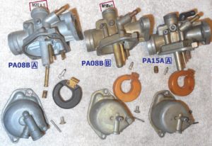 Honda Express carburetor versions, showing things that are different.