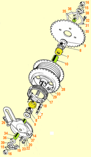 1-chain Rear 90mm Hub (sealed bearing)